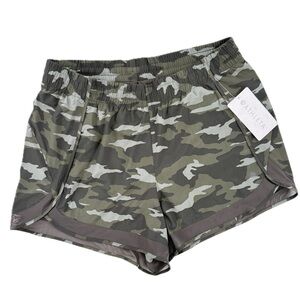 ATHLETA Printed Mesh Racer Run Short 4" Olive Camouflage Plus Size 1X, NWT NEW